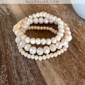 Set of Three Crystal Bracelets in Beige