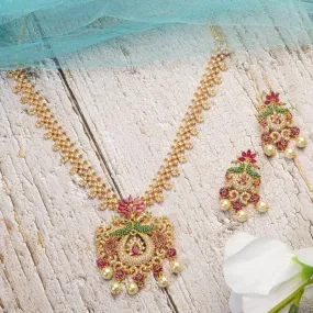 Shivani- Gold Plated AD Short Necklace Set