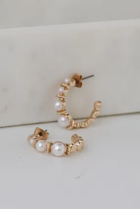 Sienna Gold Pearl Hoop Earrings