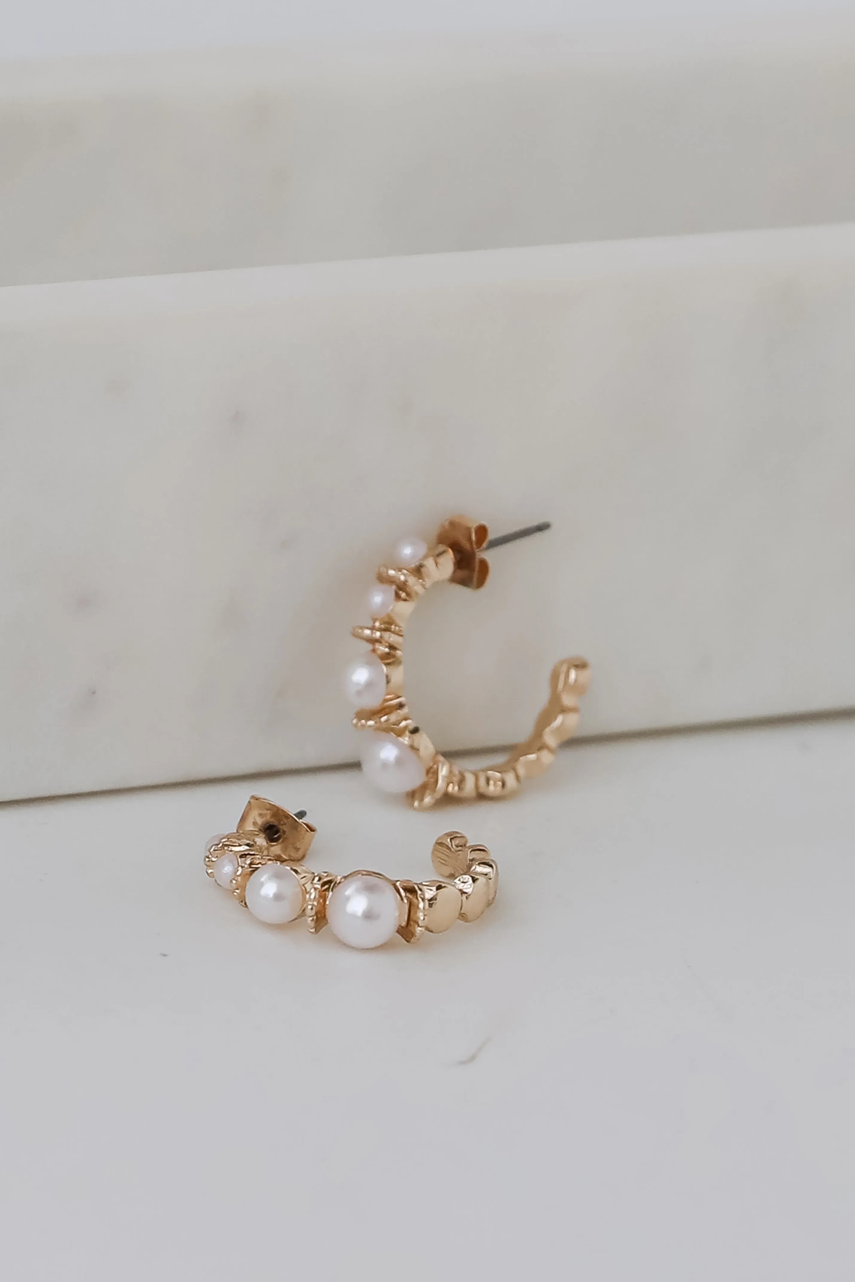 Sienna Gold Pearl Hoop Earrings