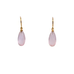 Signature Rose Quartz Wire Drop Earrings 24K Gold Vermeil