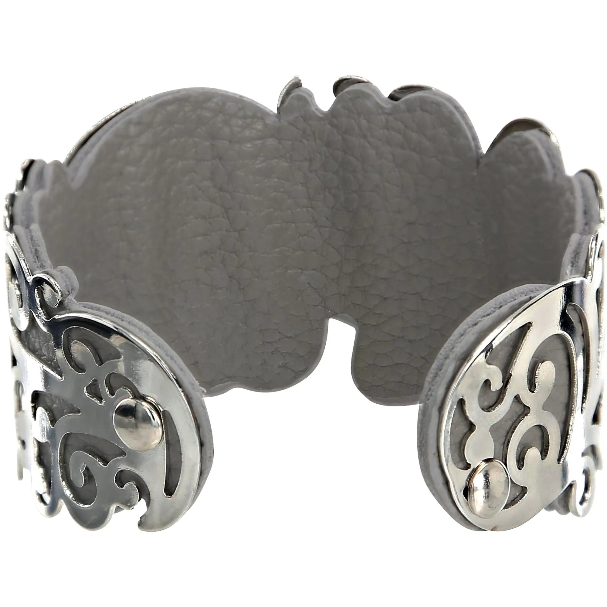 Silver & Gray 1.5" Flourish Cuff Bracelet