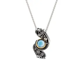 Silver And 10k Gold Celestial Pendant - London Blue Topaz