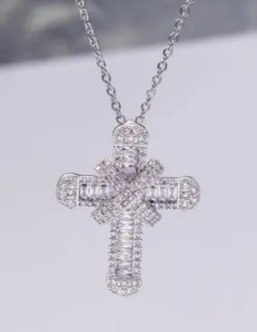 Silver Cubic Zirconia Cross