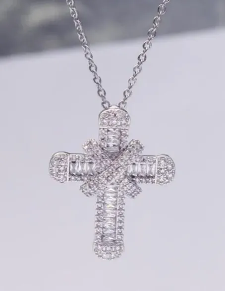 Silver Cubic Zirconia Cross