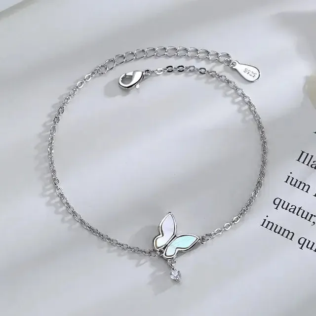 Silver Diamond Butterfly Bracelet Fashion Accessory