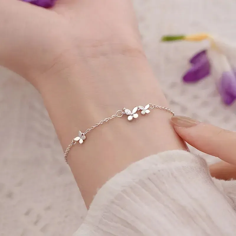 Silver Diamond Butterfly Bracelet Fashion Accessory