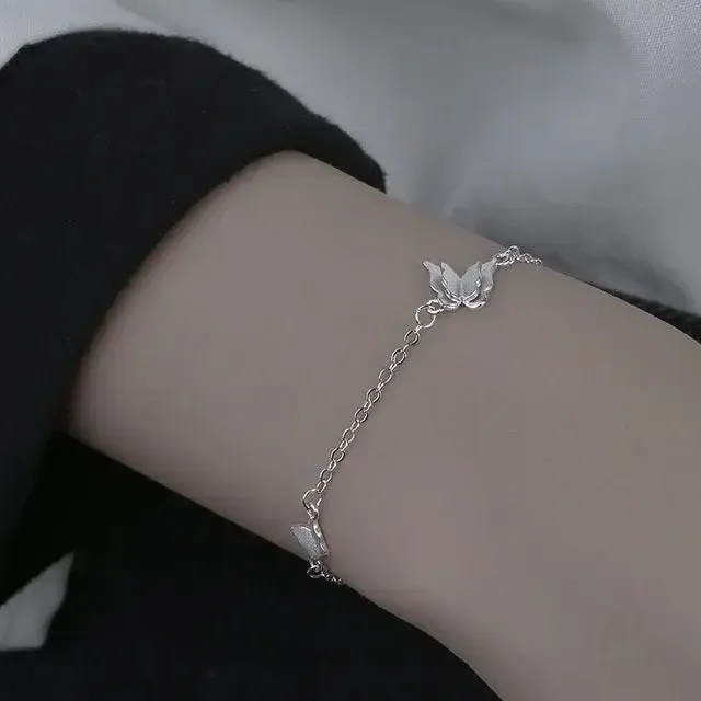 Silver Diamond Butterfly Bracelet Fashion Accessory