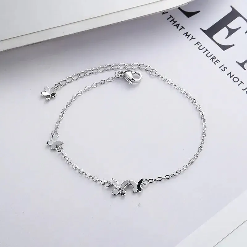 Silver Diamond Butterfly Bracelet Fashion Accessory