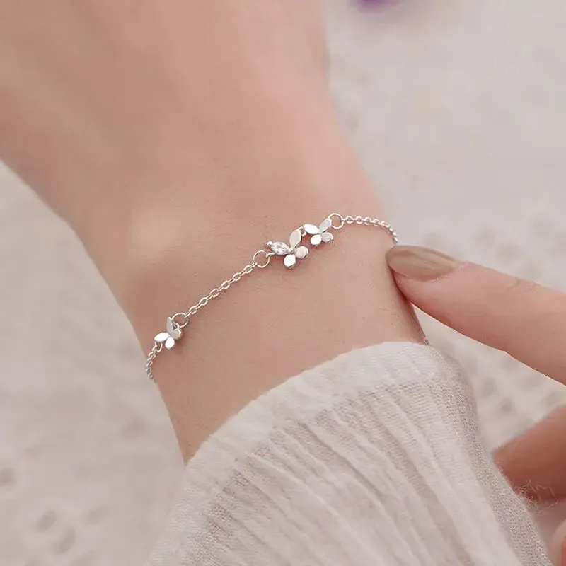 Silver Diamond Butterfly Bracelet Fashion Accessory