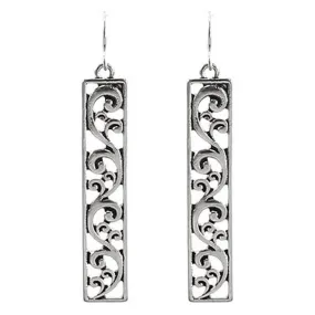 Silver Filigree Bar Earrings