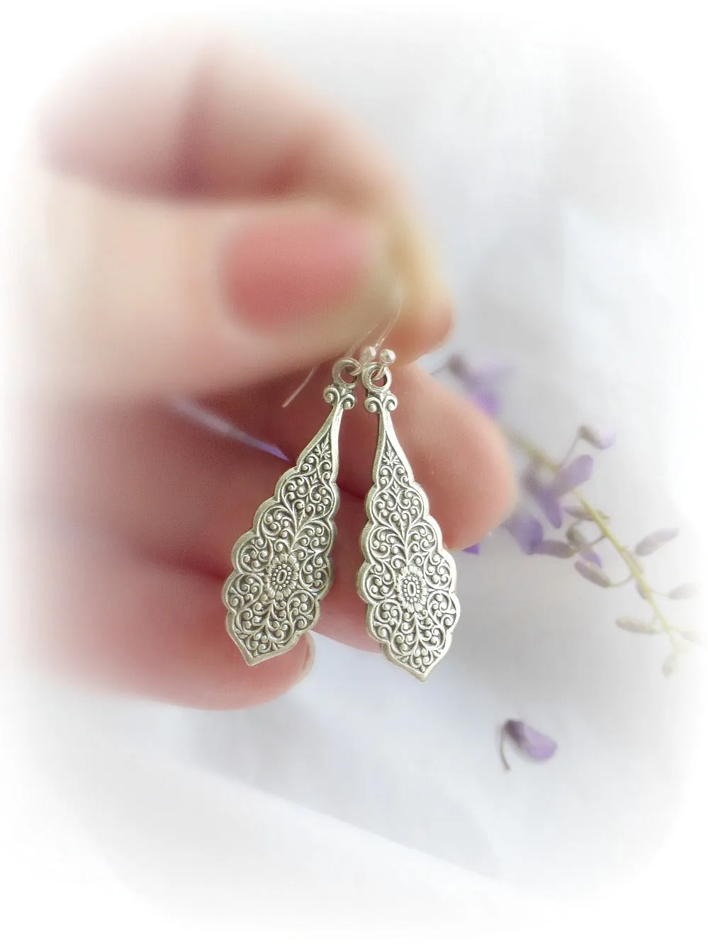 Silver Filigree Earrings. Sterling Silver jewelry.