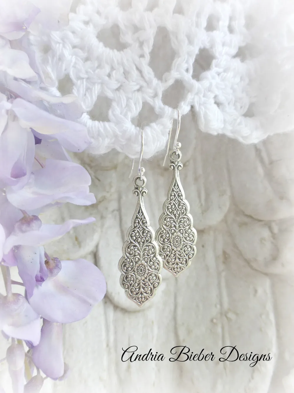 Silver Filigree Earrings. Sterling Silver jewelry.