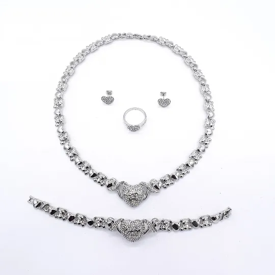 Silver I Love You Necklace Set