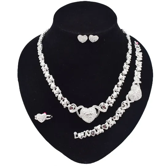 Silver I Love You Necklace Set