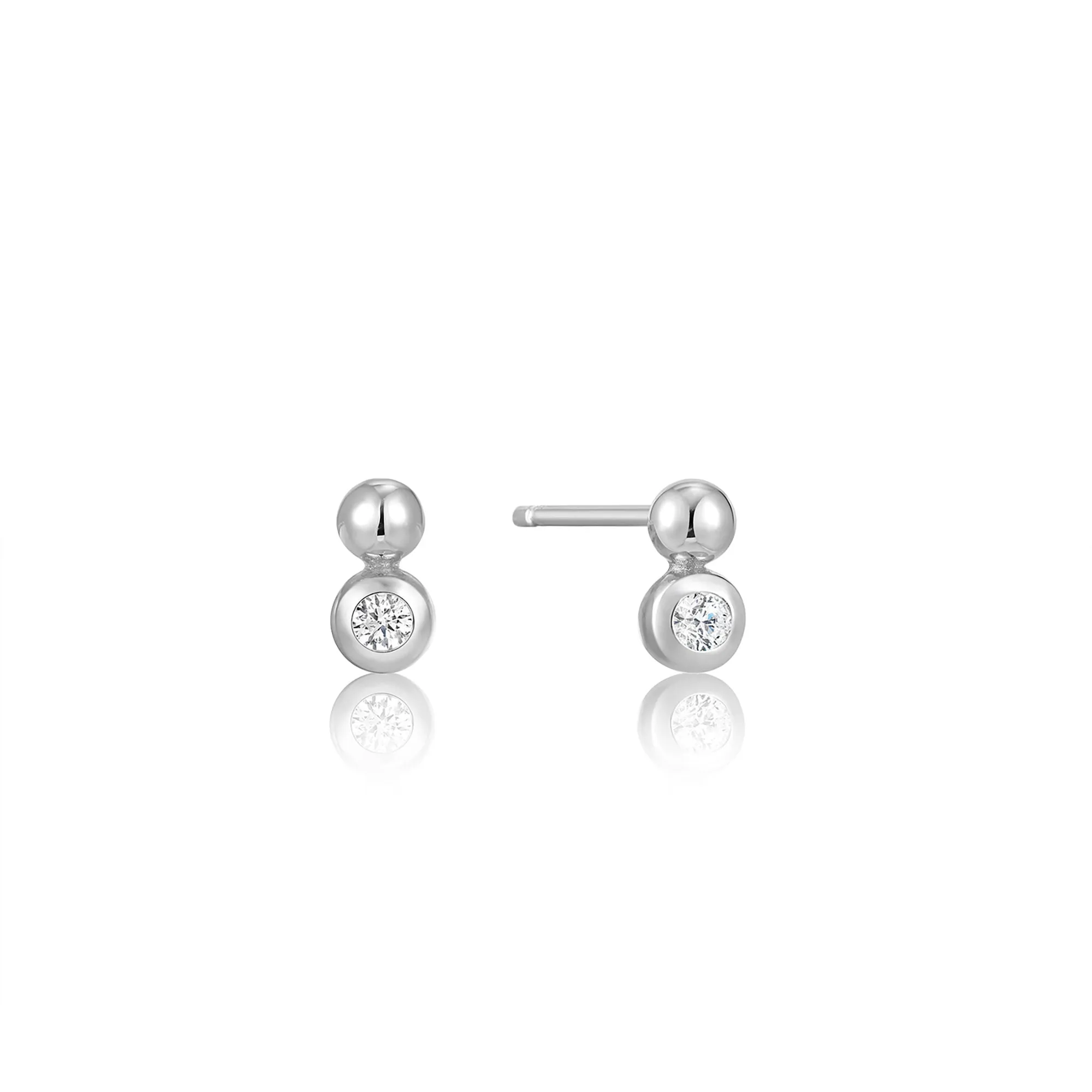 Silver Orb Sparkle Stud Earrings