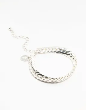 Silver Plated Herringbone T & O Bracelet