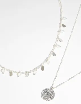 Silver Plated Moonstone Necklace Set