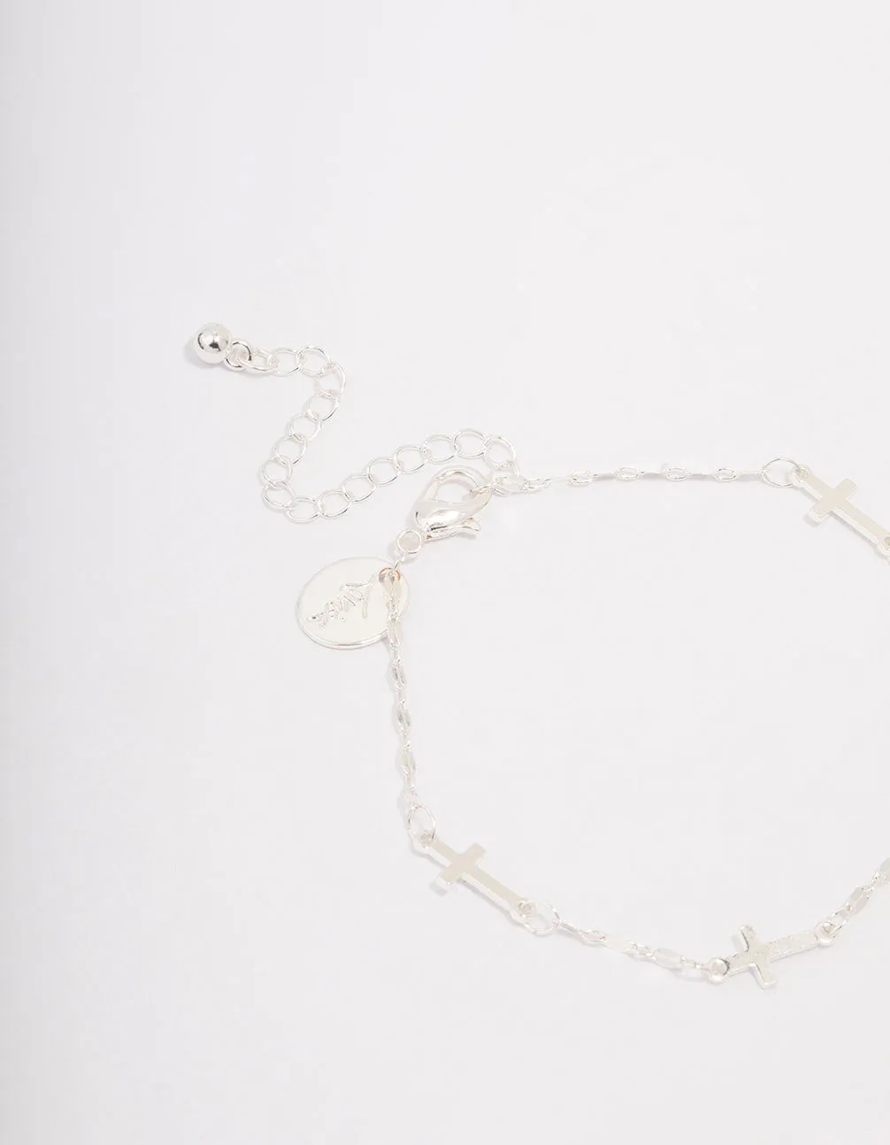 Silver Plated Station Cross Chain Bracelet