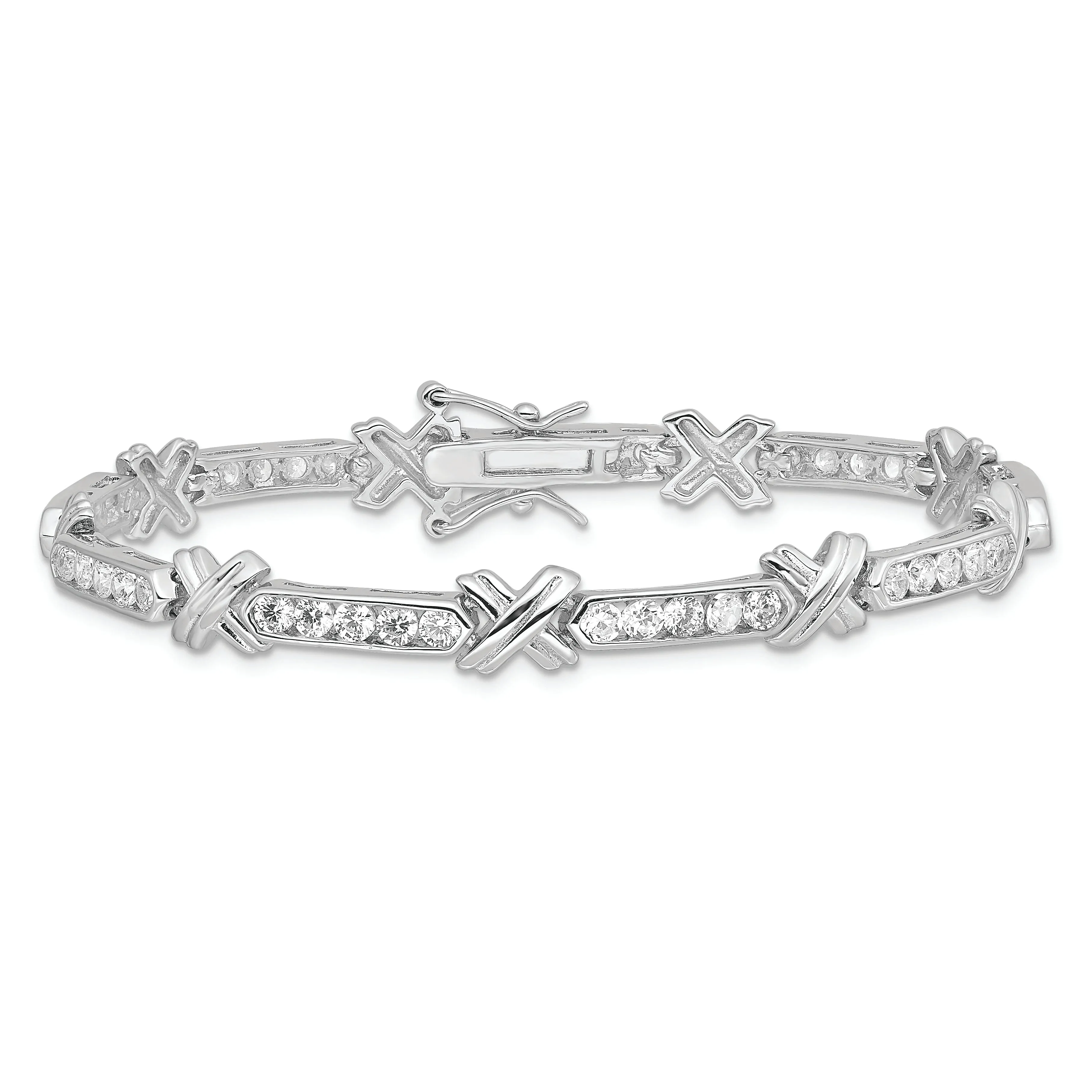 Silver Polished Finish Cubic Zirconia Bracelet