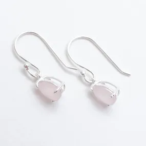 Silver Rose Quartz Teardrop Earrings