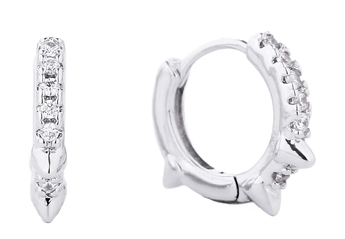 SJE310228 14K Dipped CZ Paved Huggie Hoop Earrings