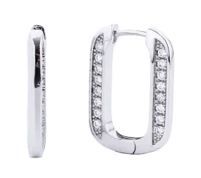 SJE310519 14K Dipped CZ Paved Rectangle Hoop Earrings