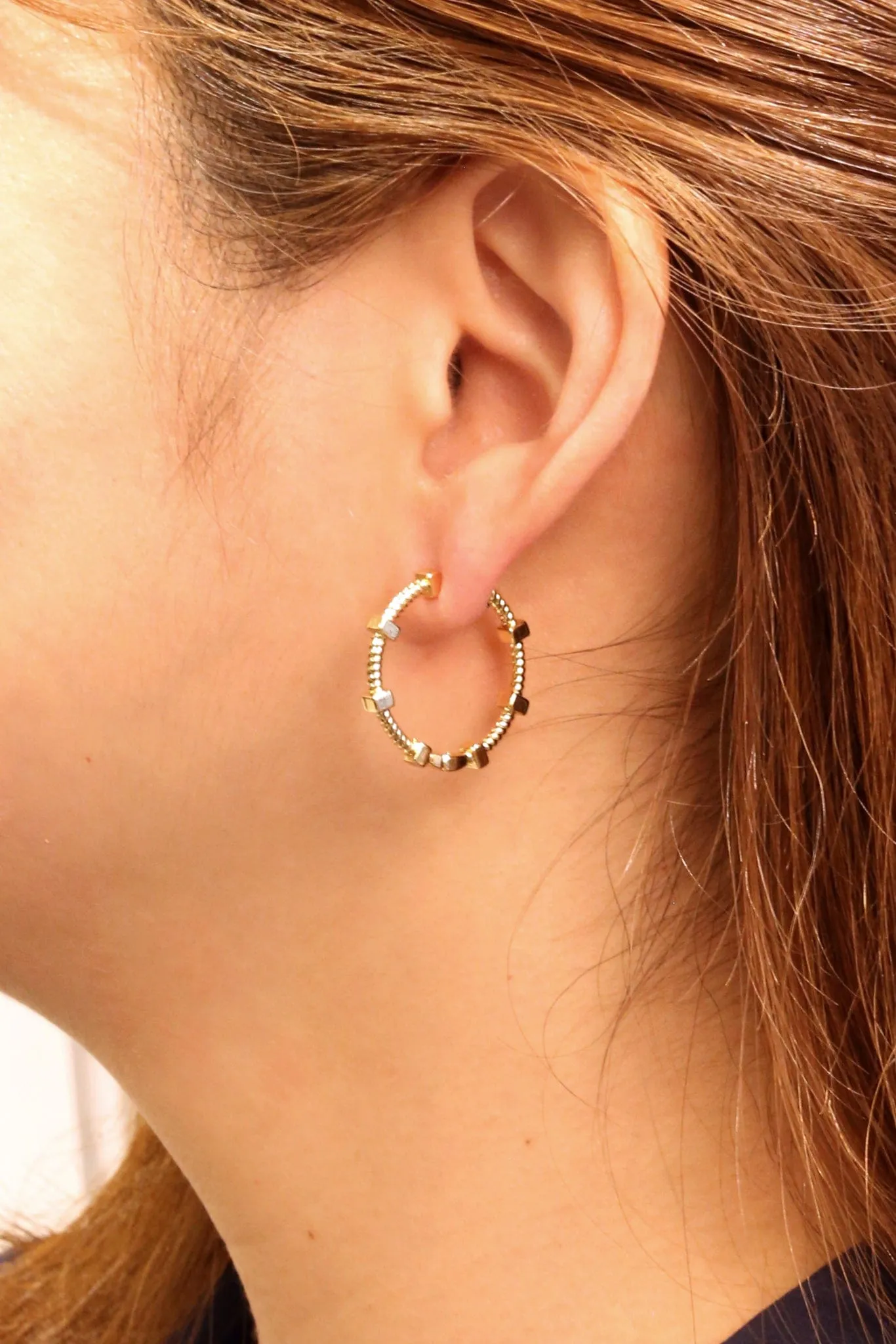 SJE310660 14K Spin Wheel Hoop Earrings