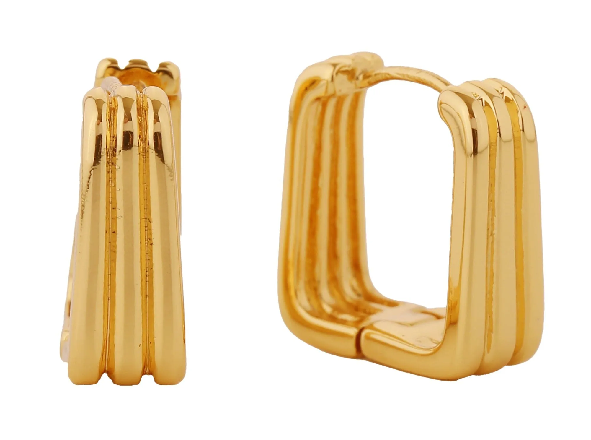 SJE310742 14K Striped Square Hoop Earrings