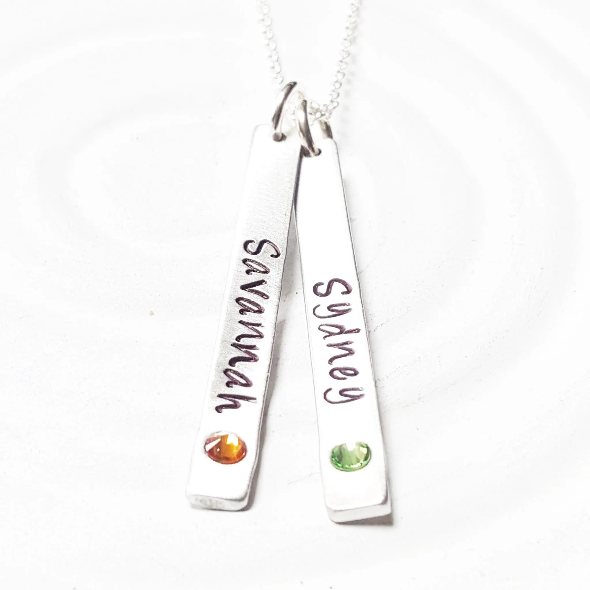 Skinny Tag Necklace | Birthstone Mother's Necklace