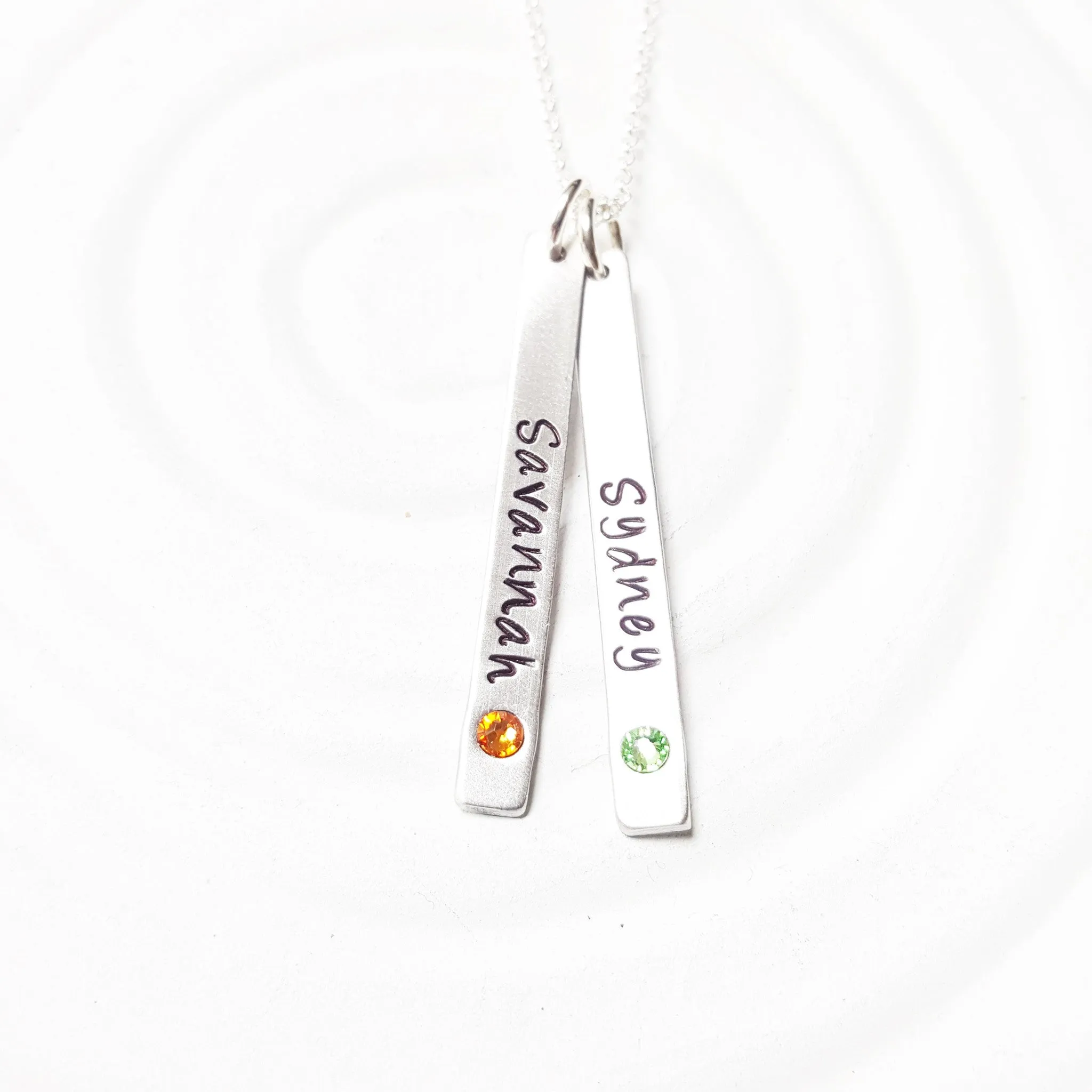 Skinny Tag Necklace | Birthstone Mother's Necklace