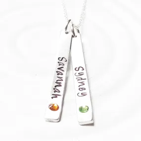 Skinny Tag Necklace | Birthstone Mother's Necklace