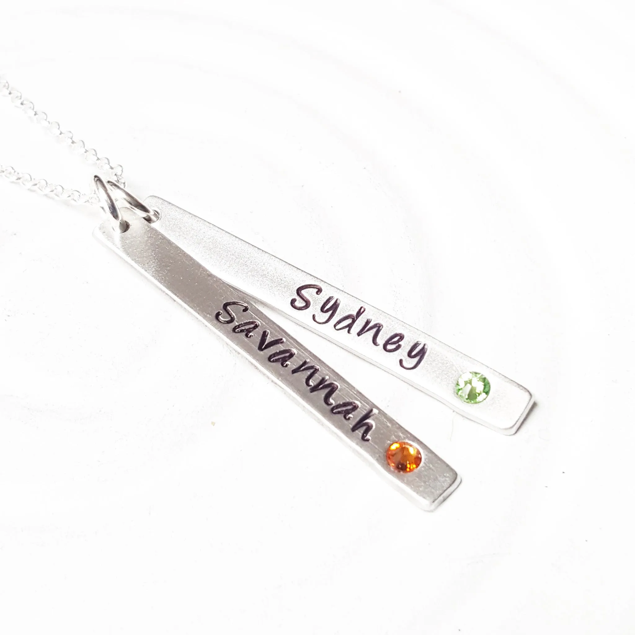 Skinny Tag Necklace | Birthstone Mother's Necklace