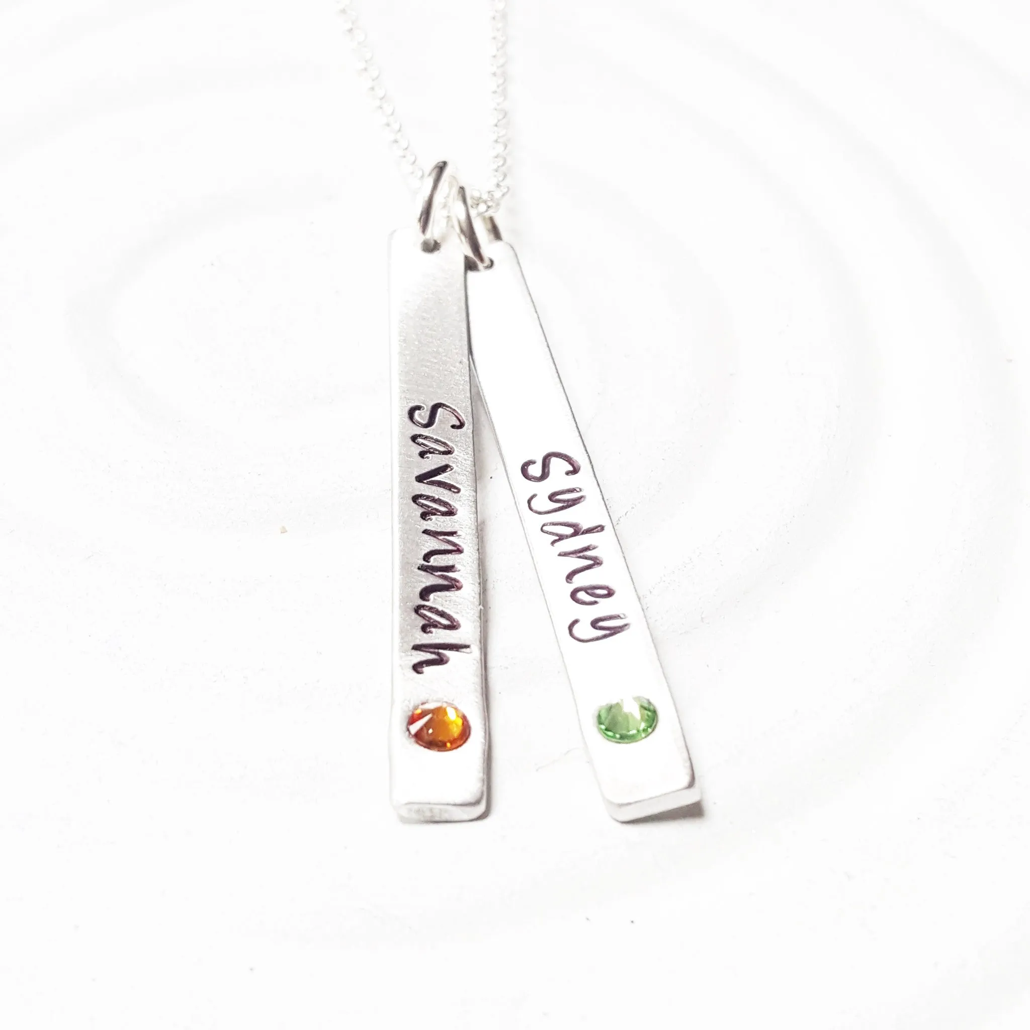 Skinny Tag Necklace | Birthstone Mother's Necklace