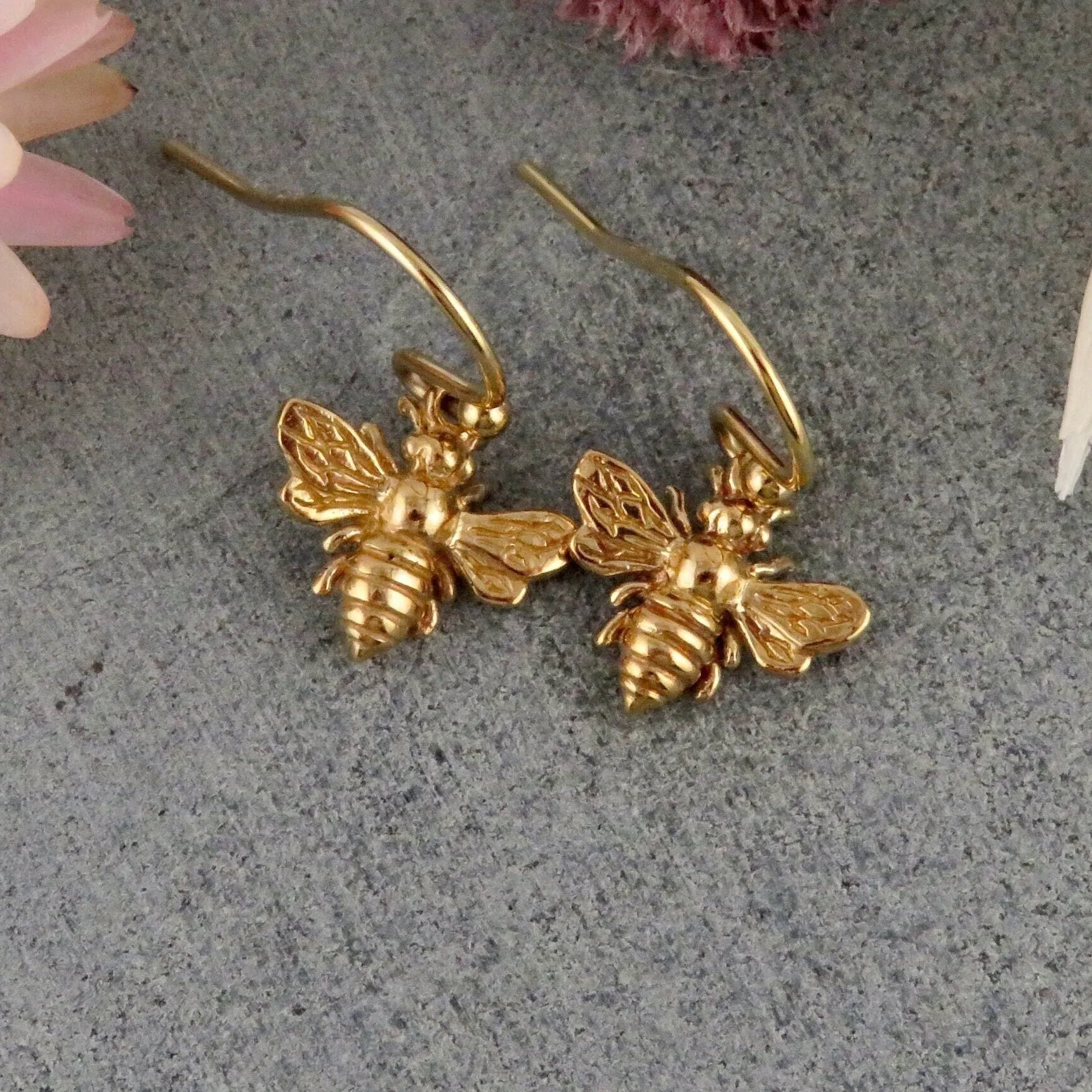 Small Gold Bee Earrings