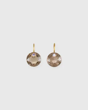 Small Round Gem Earrings in Smokey Quartz/Tanzanite