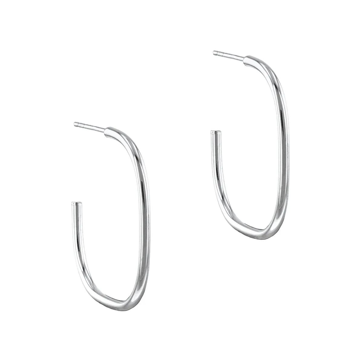 Soleil Collection Cushion Shape Hoop Earrings | 9K Solid White Gold