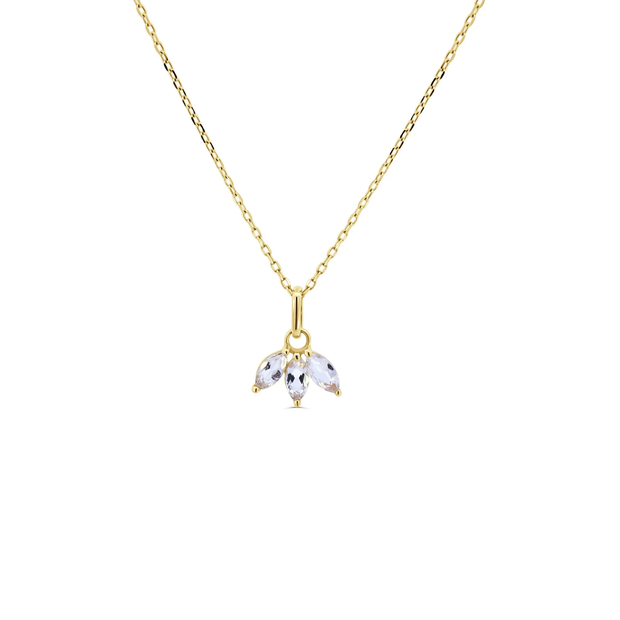 Solid Gold Alyssa White Topaz Necklace