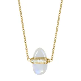 Solitaire Rainbow Moonstone Necklace