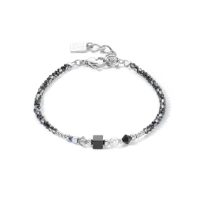 Square Stripes bracelet silver-black