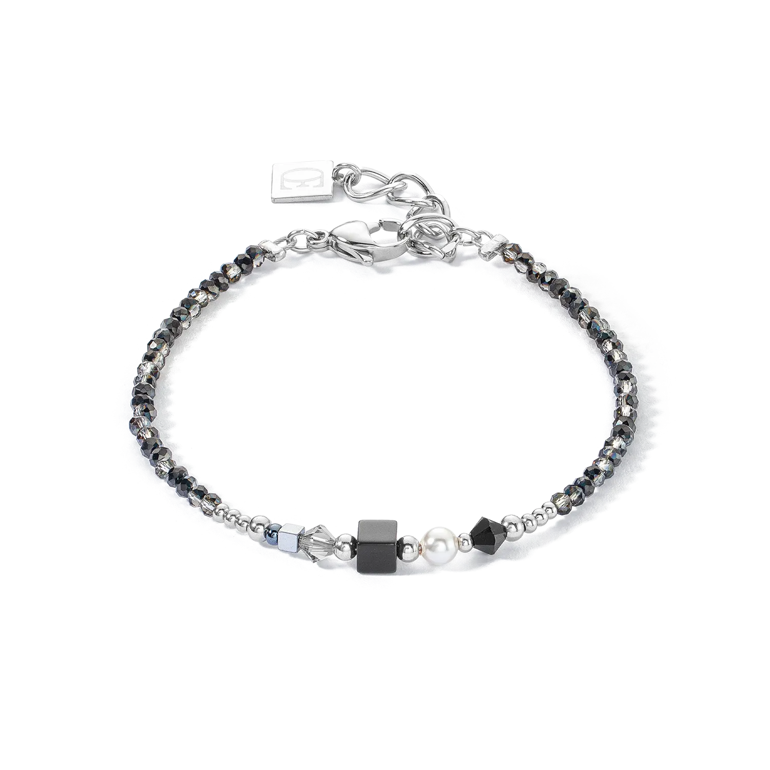 Square Stripes bracelet silver-black