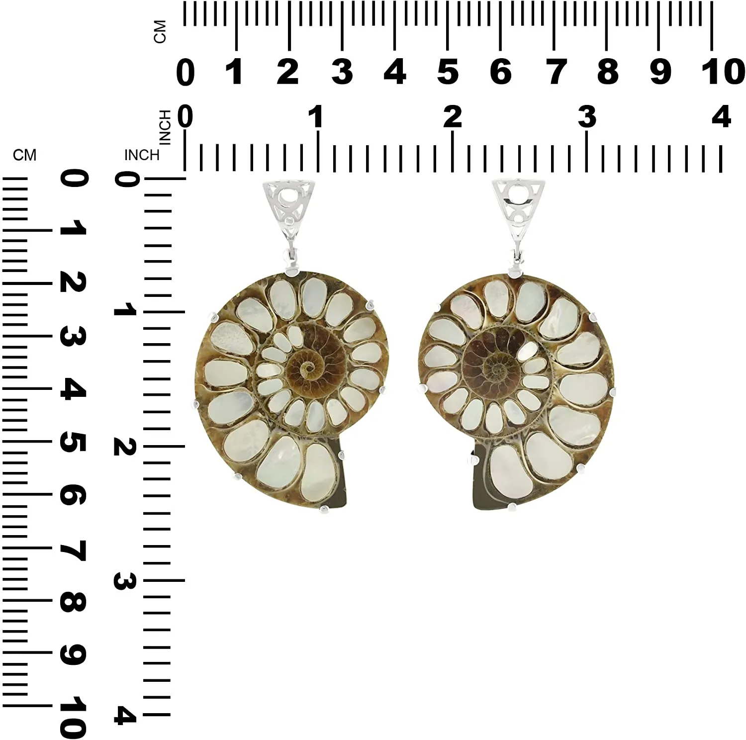 Starborn Ammonite with Mother of Pearl Inlay, Prong Set Pendant