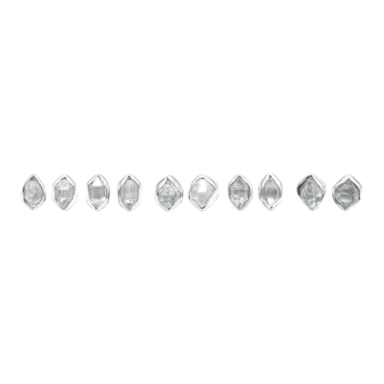 Starborn Herkimer Diamond Sterling Silver Post Earrings Set of 5 pairs