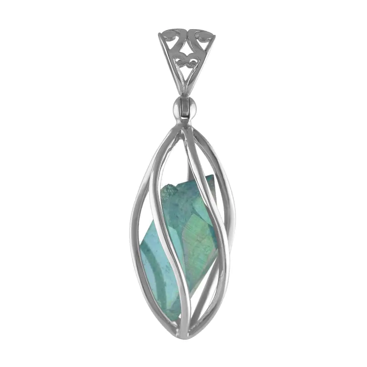 Starborn Sterling Silver Aqua Aura Quartz Crystal Pendant