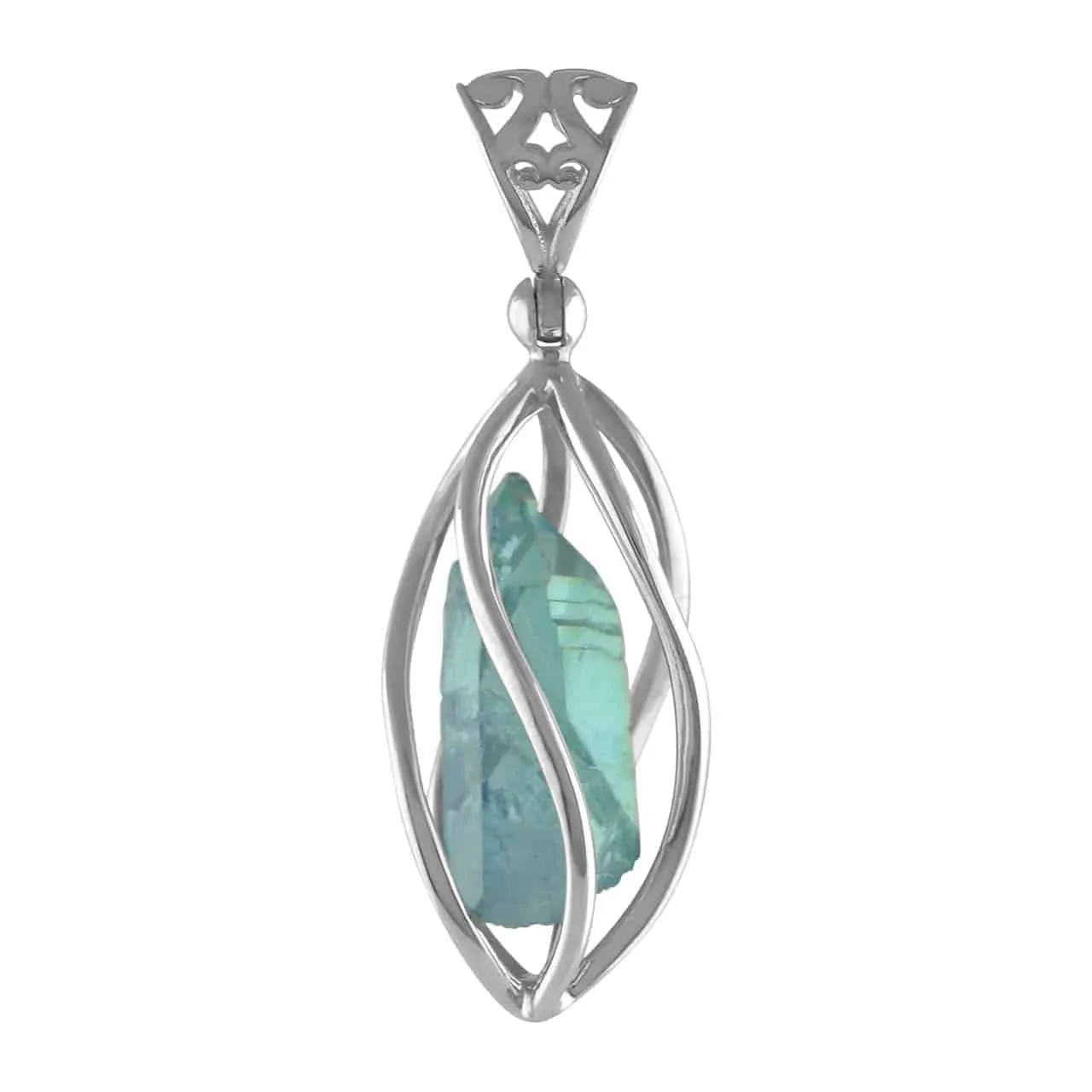 Starborn Sterling Silver Aqua Aura Quartz Crystal Pendant