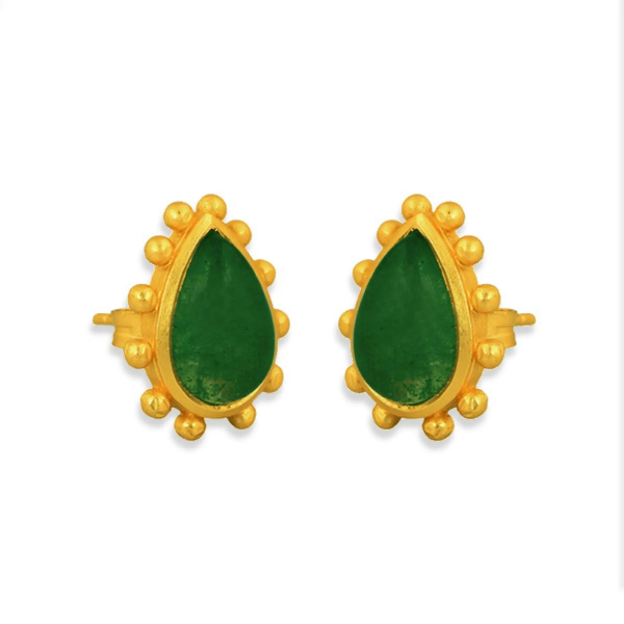 Starburst Stud Earrings - Green Strawberry Quartz