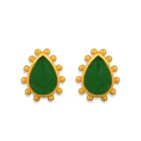 Starburst Stud Earrings - Green Strawberry Quartz