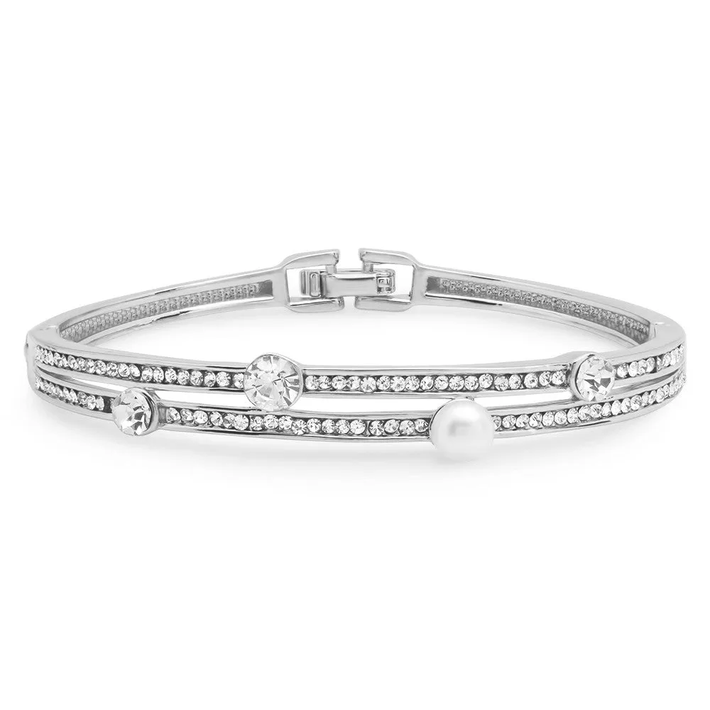 Steeltime Ladies 18k White/Gold CZ Bracelet