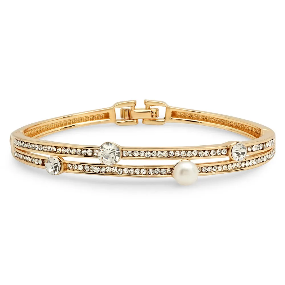 Steeltime Ladies 18k White/Gold CZ Bracelet