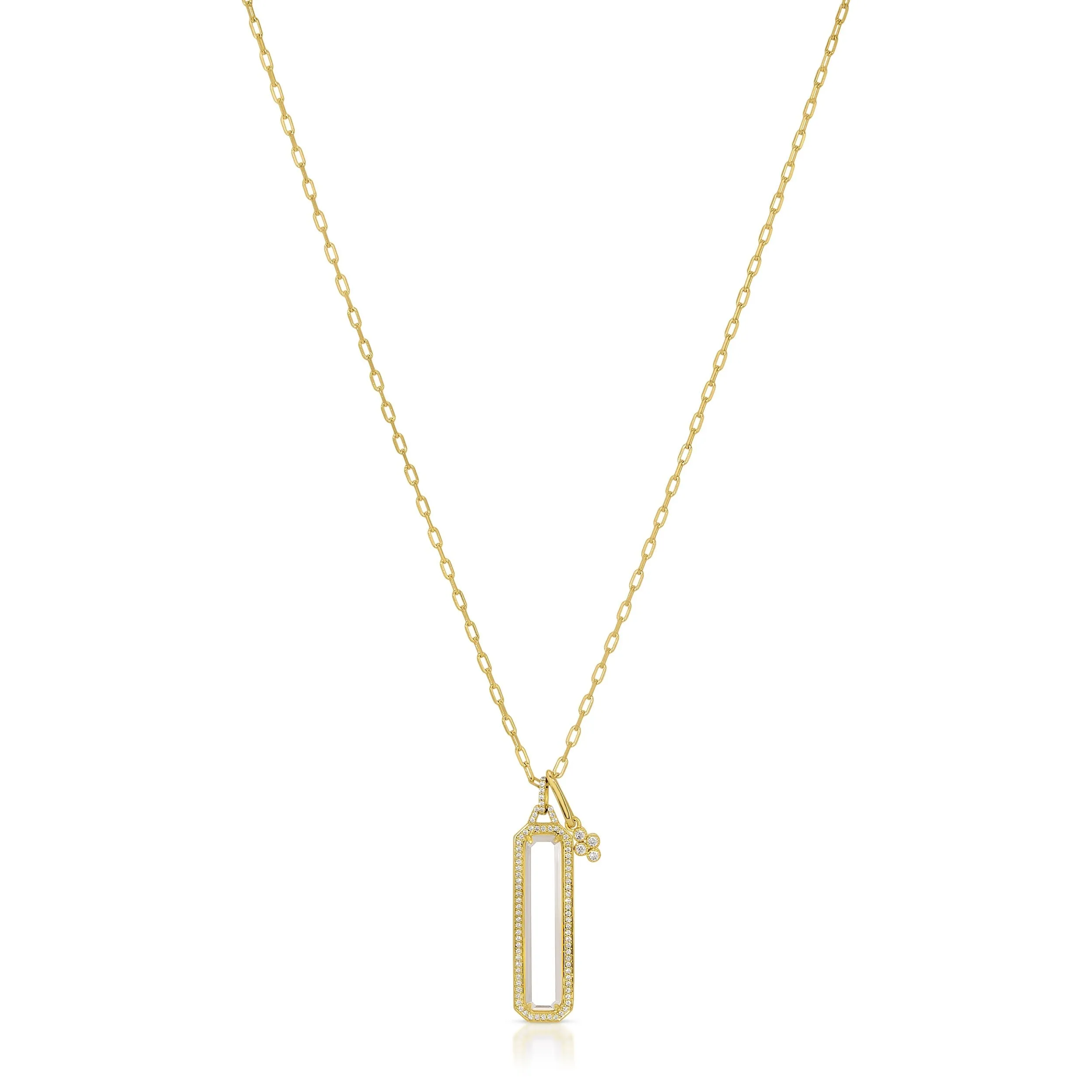 Sterling Silver 14K Gold Plated Rock Crystal Long Necklace